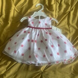 Charming White and Pink Floral Kids Dress